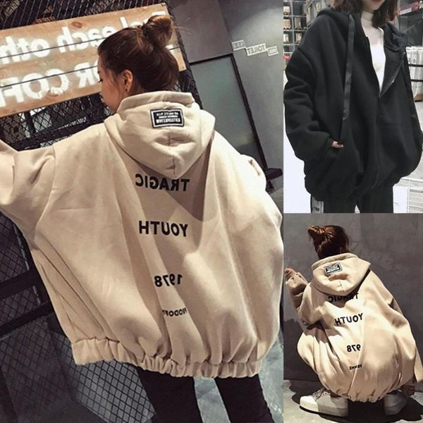 women's hoodies & sweatshirts women long batwing sleeve letters print loose coat zipper plush autumn hoodie, Black
women's hoodies & sweatshirts women long batwing sleeve letters print loose coat zipper plush autumn hoodie, Black