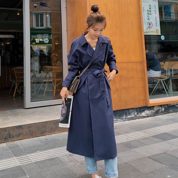 women's trench coats long korean-style women's blouse couture seams navy lapels double-layer weight-loss jacket, Tan;black
women's trench coats long korean-style women's blouse couture seams navy lapels double-layer weight-loss jacket, Tan;black
