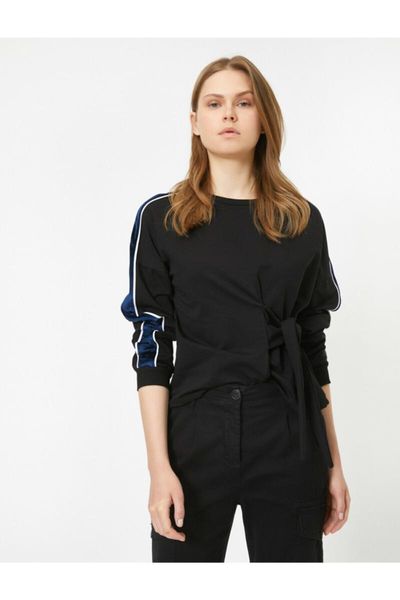 women's hoodies & sweatshirts koton bike collar long sleeve waist should context stripe sweatshirt, Black
women's hoodies & sweatshirts koton bike collar long sleeve waist should context stripe sweatshirt, Black