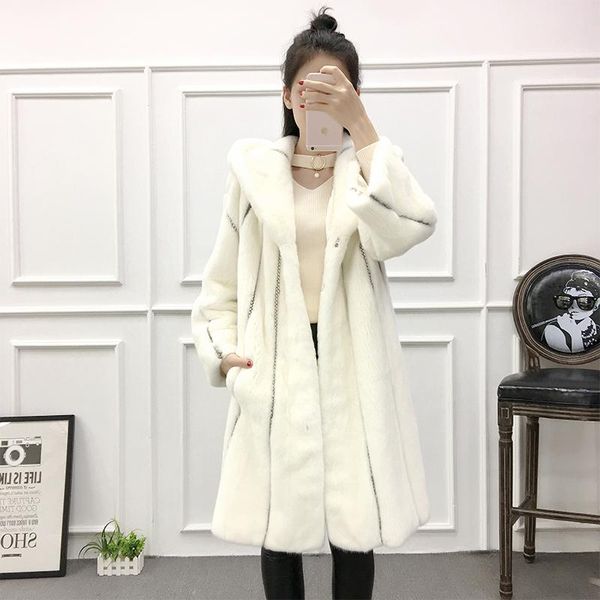 women's fur & faux women winter real mink coat hooded overcoat fashion outerwear female, Black
women's fur & faux women winter real mink coat hooded overcoat fashion outerwear female, Black