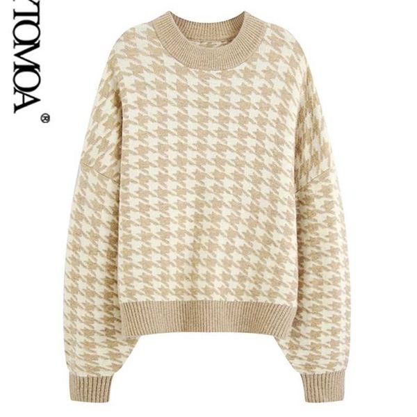 kpytomoa women fashion oversized jumper houndstooth knitted sweaters vintage long sleeve loose female pullovers chic 211025, White;black
kpytomoa women fashion oversized jumper houndstooth knitted sweaters vintage long sleeve loose female pullovers chic 211025, White;black