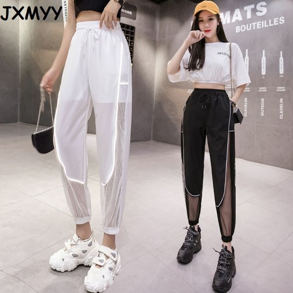 thin casual pants women's summer loose-fitting net yarn reflective quick-drying sports students nine-point harem pants 210412, Black;white
thin casual pants women's summer loose-fitting net yarn reflective quick-drying sports students nine-point harem pants 210412, Black;white