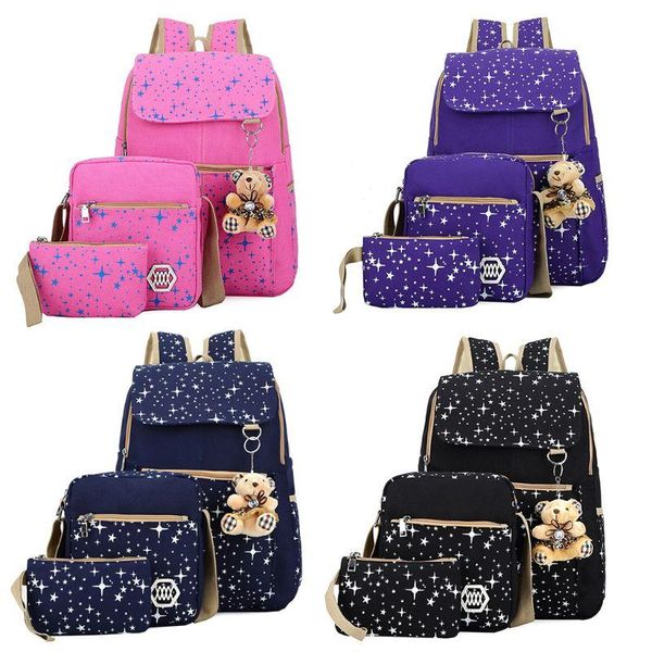 backpack 3pcs women girl travel canvas rucksack with cute pendant shoulder school bag
backpack 3pcs women girl travel canvas rucksack with cute pendant shoulder school bag