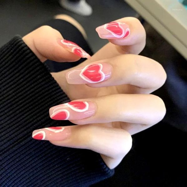 24pcs coffin false nails with adhesive rose red heart-shaped press on mid-length size full cover stickers nail tips1, Red;gold
24pcs coffin false nails with adhesive rose red heart-shaped press on mid-length size full cover stickers nail tips1, Red;gold