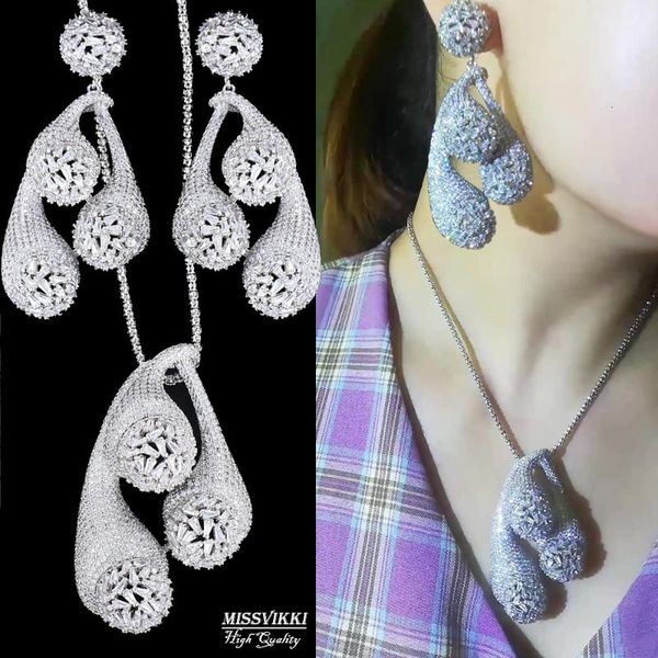 earrings & necklace missvikki 2pcs big luxury pendant jewelry set noble super bridal wedding accessories, Silver
earrings & necklace missvikki 2pcs big luxury pendant jewelry set noble super bridal wedding accessories, Silver