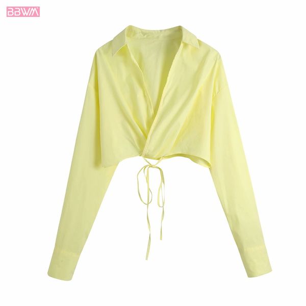 spring women's clothing lapel long-sleeved bow tie double-breasted short t-shirt vintage pure color fashion chic female 210507, White
spring women's clothing lapel long-sleeved bow tie double-breasted short t-shirt vintage pure color fashion chic female 210507, White