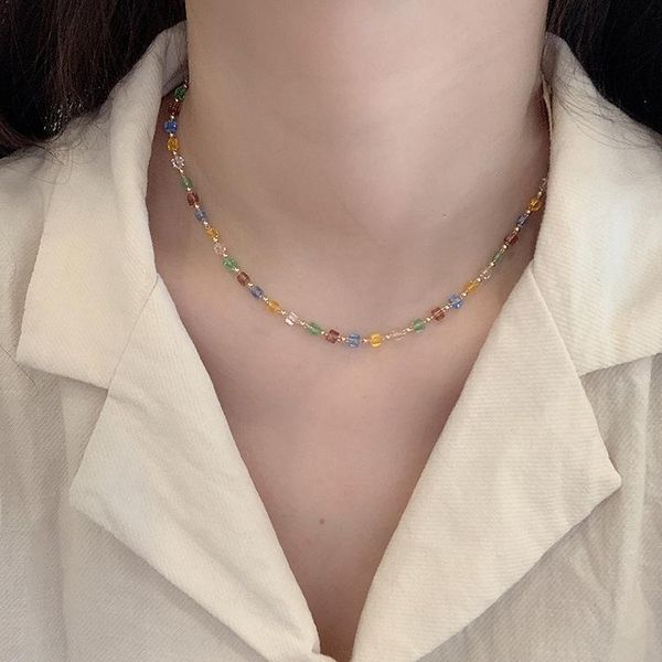 chokers korean simple temperament wild small fresh handmade beaded colorful crystal necklace for women hyuna style jewelry, Golden;silver
chokers korean simple temperament wild small fresh handmade beaded colorful crystal necklace for women hyuna style jewelry, Golden;silver
