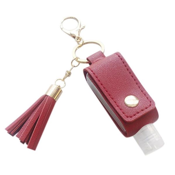keychains 30ml empty refillable plastic travel bottle with tassels pu leather keychain holder, Silver
keychains 30ml empty refillable plastic travel bottle with tassels pu leather keychain holder, Silver