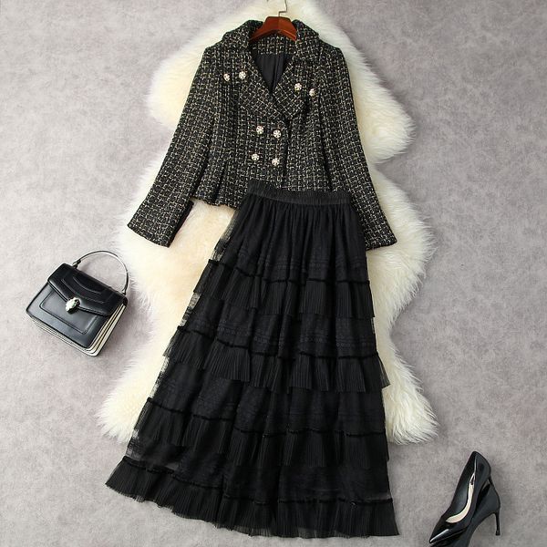 european and american women's clothing winter 2022 new long-sleeved double-breasted plaid coat mesh skirt fashion suits, White
european and american women's clothing winter 2022 new long-sleeved double-breasted plaid coat mesh skirt fashion suits, White