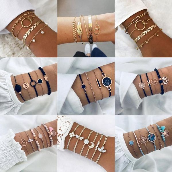 link, chain modyle 2021 bohemian black rope bracelet set for women aircraft shell moon heart crystal charm bangle boho jewelry
link, chain modyle 2021 bohemian black rope bracelet set for women aircraft shell moon heart crystal charm bangle boho jewelry