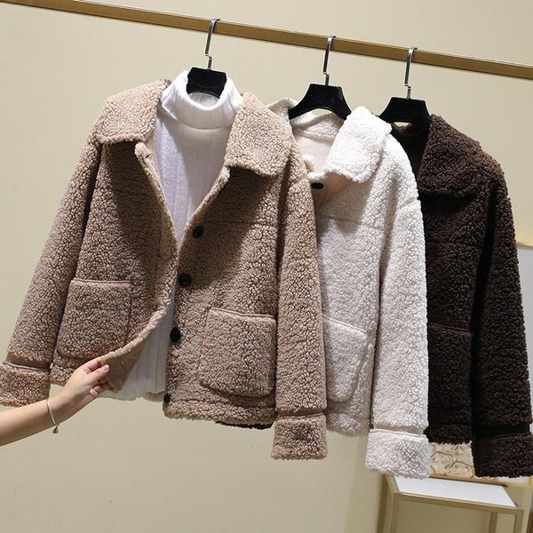 women's fur & faux autumn women outerwear granular sheep shearing jacket casual all-in-one overcoat lamb hair winter short coat ladies, Black
women's fur & faux autumn women outerwear granular sheep shearing jacket casual all-in-one overcoat lamb hair winter short coat ladies, Black
