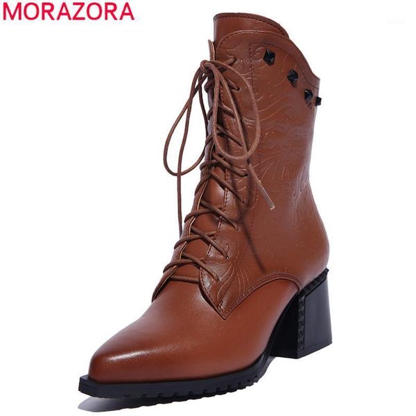 boots morazora 2021 large size 33-42 women thick high heels pointed toe shoes woman genuine leather lace up winter ankle1, Black
boots morazora 2021 large size 33-42 women thick high heels pointed toe shoes woman genuine leather lace up winter ankle1, Black