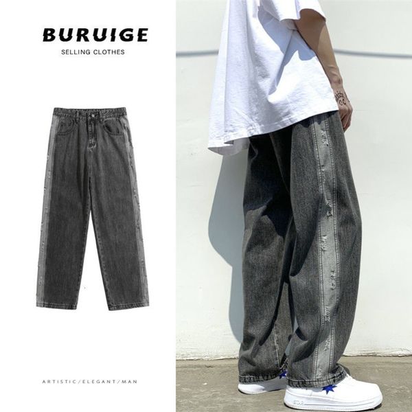 summer ripped wide-leg jeans mens fashion retro harajuku baggy jeans men streetwear loose hip-hop straight denim trousers mens, Blue
summer ripped wide-leg jeans mens fashion retro harajuku baggy jeans men streetwear loose hip-hop straight denim trousers mens, Blue