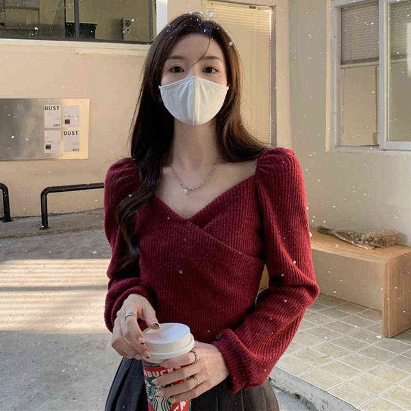 sweater bubble sve t-shirt women's autumn and winter new french slim dign sense clavicle short long sve top, White;black
sweater bubble sve t-shirt women's autumn and winter new french slim dign sense clavicle short long sve top, White;black