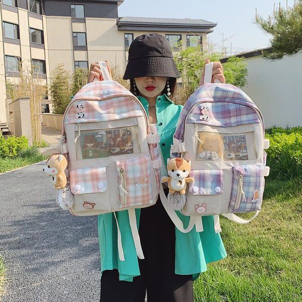 school bags japanese cute plaid women's backpack canvas large capacity backpacks 2021 fashion trend travel bag
school bags japanese cute plaid women's backpack canvas large capacity backpacks 2021 fashion trend travel bag