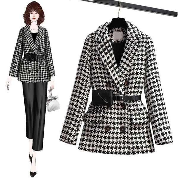 women's wool & blends plus size coat outerwear women autumn winter 2021 woolan jacket female loose korean houndstooth woolen overcoat, Black
women's wool & blends plus size coat outerwear women autumn winter 2021 woolan jacket female loose korean houndstooth woolen overcoat, Black