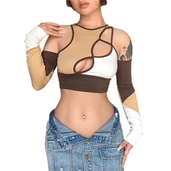 women's t-shirt y2k aesthetic women 90s vintage patchwork hollow out skinny long sleeve crop autumn streetwear e-girl gothic tees, White
women's t-shirt y2k aesthetic women 90s vintage patchwork hollow out skinny long sleeve crop autumn streetwear e-girl gothic tees, White