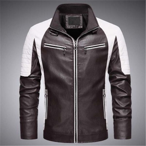 mens colorblock pu leather jackets fashion panelled motorcycle wash outerwear designer male casual stand collar long sleeve slim zipper coat, Black;brown
mens colorblock pu leather jackets fashion panelled motorcycle wash outerwear designer male casual stand collar long sleeve slim zipper coat, Black;brown