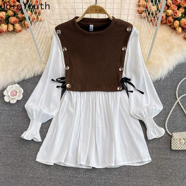 women's blouses & shirts joinyouth korean fashion o neck fake two piece blouse women autumn loose knitted patchwork shirt lace up waist, White
women's blouses & shirts joinyouth korean fashion o neck fake two piece blouse women autumn loose knitted patchwork shirt lace up waist, White