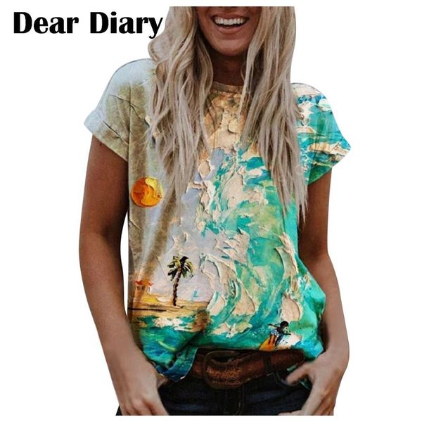 women's t-shirt t shirt fashion full body seaside scenery printing o-neck short sleeve casual tshirt harajuku vogue kawaii, White
women's t-shirt t shirt fashion full body seaside scenery printing o-neck short sleeve casual tshirt harajuku vogue kawaii, White