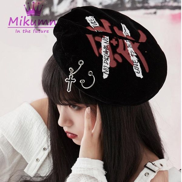 berets harajuku gothic punk love letter graffiti printed metal cross velvet black beret hats women girls chic streetwear, Blue;gray
berets harajuku gothic punk love letter graffiti printed metal cross velvet black beret hats women girls chic streetwear, Blue;gray