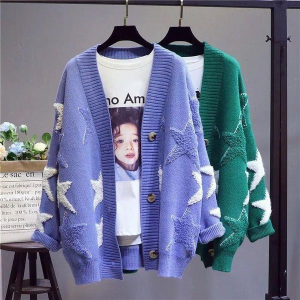 women's knits & tees v-neck sweater jacket women 2021 autumn winter loose korean star jacquard color matching long-sleeved knitted card, White
women's knits & tees v-neck sweater jacket women 2021 autumn winter loose korean star jacquard color matching long-sleeved knitted card, White