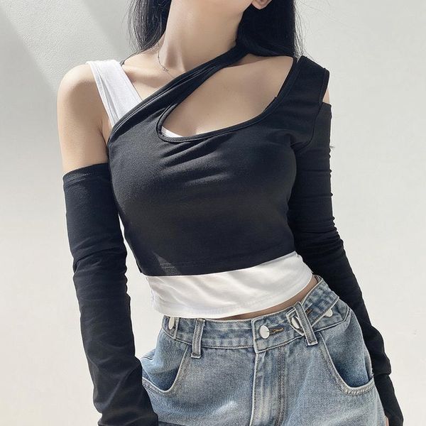 fake two pieces contrast color long sleeve women t-shirt summer autumn see-through crop casual o-neck female 2021 women's, White
fake two pieces contrast color long sleeve women t-shirt summer autumn see-through crop casual o-neck female 2021 women's, White