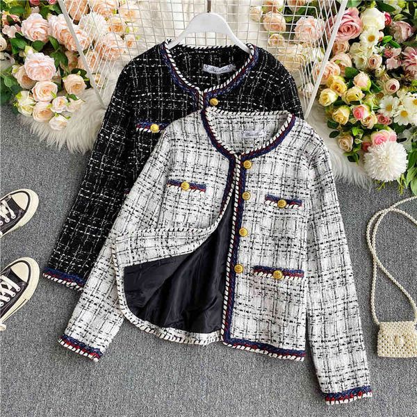 jackets vintage plaid small fragrance tweed autumn female short woolen coat streetwear korean women jacket outerwear 5xgp, Black;brown
jackets vintage plaid small fragrance tweed autumn female short woolen coat streetwear korean women jacket outerwear 5xgp, Black;brown