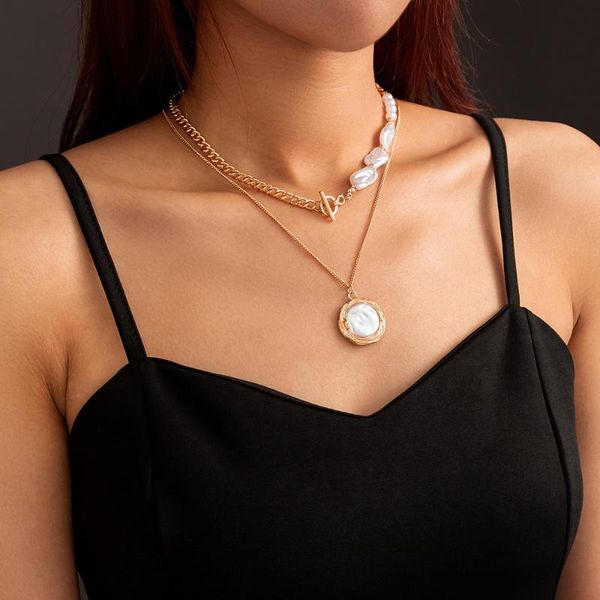 chains 5sets/lot wholesale fashion baroque pearl pendant multilayer necklace gold round geometric chain jewelry for women in bulk, Silver
chains 5sets/lot wholesale fashion baroque pearl pendant multilayer necklace gold round geometric chain jewelry for women in bulk, Silver