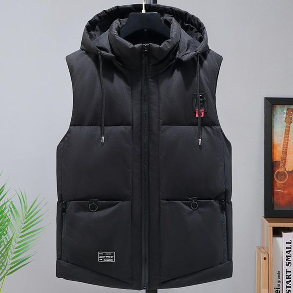 men's vests 2021 autumn and winter solid men cotton vest hooded collar 3 colors sleeveless plus size 10xl, Black;white
men's vests 2021 autumn and winter solid men cotton vest hooded collar 3 colors sleeveless plus size 10xl, Black;white