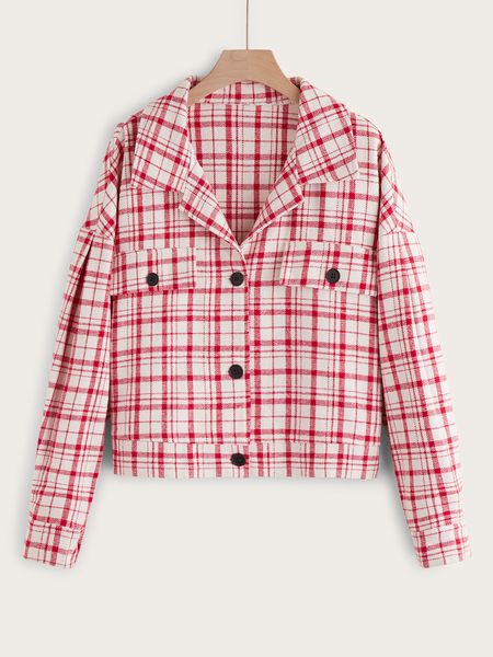 fashion single-breasted short plaid coat woolen large size long-sleeved suit collar women's mm coats, Black
fashion single-breasted short plaid coat woolen large size long-sleeved suit collar women's mm coats, Black