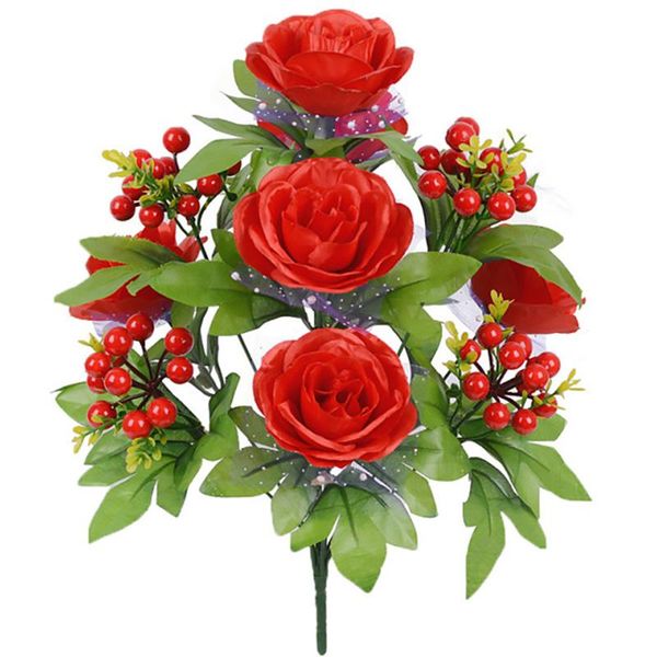 42cm mini rose 1 bouquet 6 flower head with red berry silk branches fake flowers artificial for decor wedding decorative & wreaths
42cm mini rose 1 bouquet 6 flower head with red berry silk branches fake flowers artificial for decor wedding decorative & wreaths