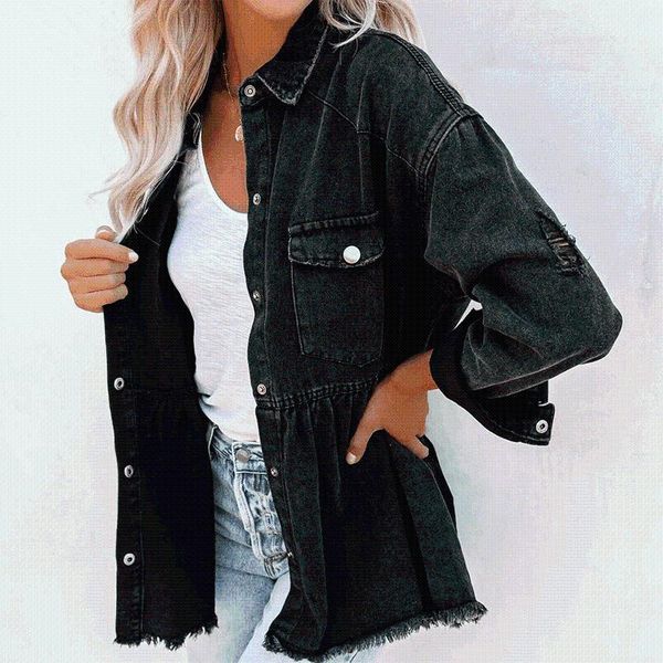 women's jackets lugentolo black jean jacket women long sleeve coat single breasted lapel pockets burrs spring fall casual, Black;brown
women's jackets lugentolo black jean jacket women long sleeve coat single breasted lapel pockets burrs spring fall casual, Black;brown