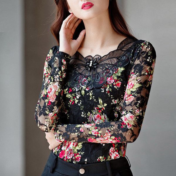 hollow out women spring autumn style lace blouses shirts casual long sleeve patchwork spliced turtleneck blusas df2602, White
hollow out women spring autumn style lace blouses shirts casual long sleeve patchwork spliced turtleneck blusas df2602, White