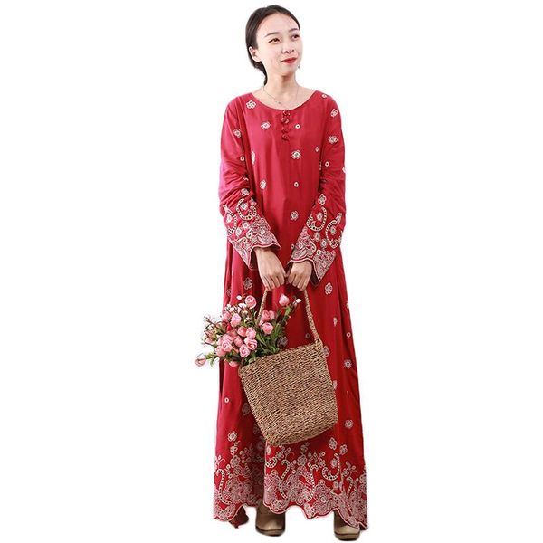 casual dresses hisenky spring red o-neck dress long vintage embroidery floral women wavy cuffs cotton robe maxi party 32276, Black;gray
casual dresses hisenky spring red o-neck dress long vintage embroidery floral women wavy cuffs cotton robe maxi party 32276, Black;gray