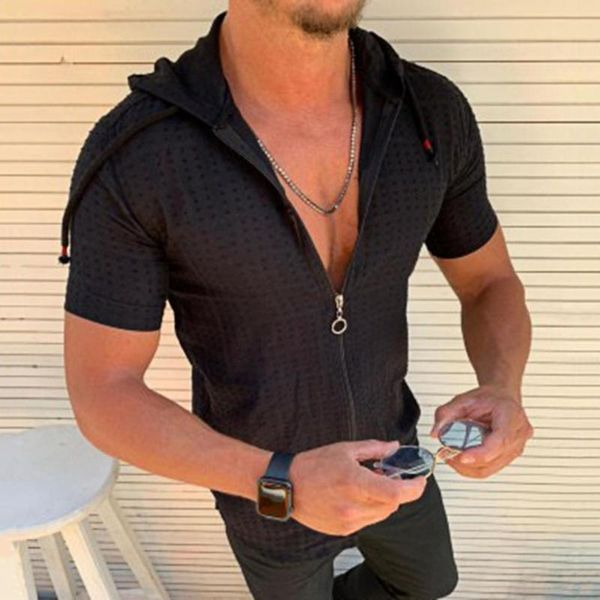 men's t-shirts men short sleeve t-shirt hooded zipper plaid print summer comfortable streetwear, White;black
men's t-shirts men short sleeve t-shirt hooded zipper plaid print summer comfortable streetwear, White;black