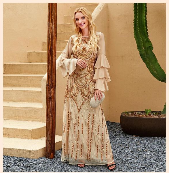 women full sleeves sequin embroidered long maxi dress multi-layer ankle length high waist o neck fashion muslim abaya casual dresses, Black;gray
women full sleeves sequin embroidered long maxi dress multi-layer ankle length high waist o neck fashion muslim abaya casual dresses, Black;gray