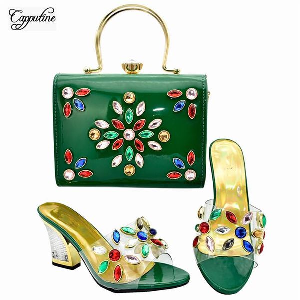 dress shoes green with crystal stones high heel sandal bag set for party lady 333-2 height 8cm, Black
dress shoes green with crystal stones high heel sandal bag set for party lady 333-2 height 8cm, Black