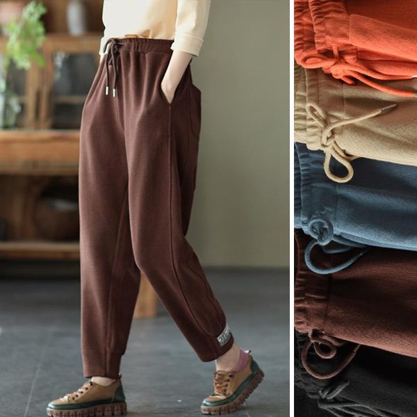 women's pants & capris harem ladies solid color 2021 retro cotton elastic waist pockets casual fashion women trousers, Black;white
women's pants & capris harem ladies solid color 2021 retro cotton elastic waist pockets casual fashion women trousers, Black;white