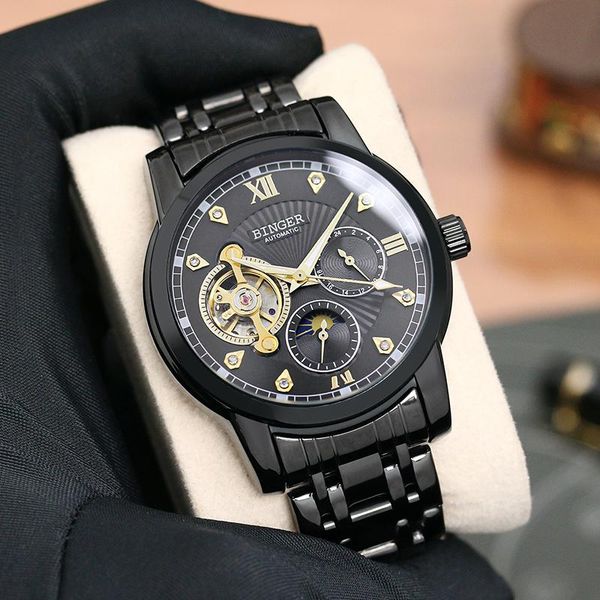 wristwatches switzerland binger automatic mechanical men's watches waterproof skeleton moon phase luminous diamond clocks b1980, Slivery;brown
wristwatches switzerland binger automatic mechanical men's watches waterproof skeleton moon phase luminous diamond clocks b1980, Slivery;brown