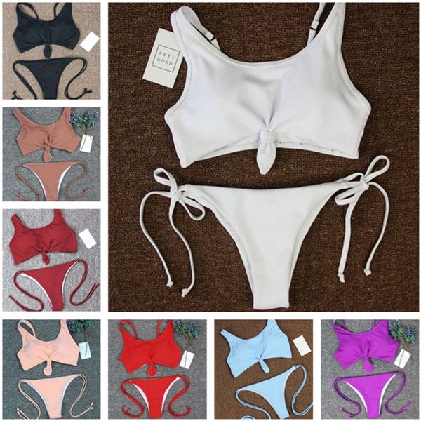 bikini with knot on the chest triangl swimwear, White;black
bikini with knot on the chest triangl swimwear, White;black