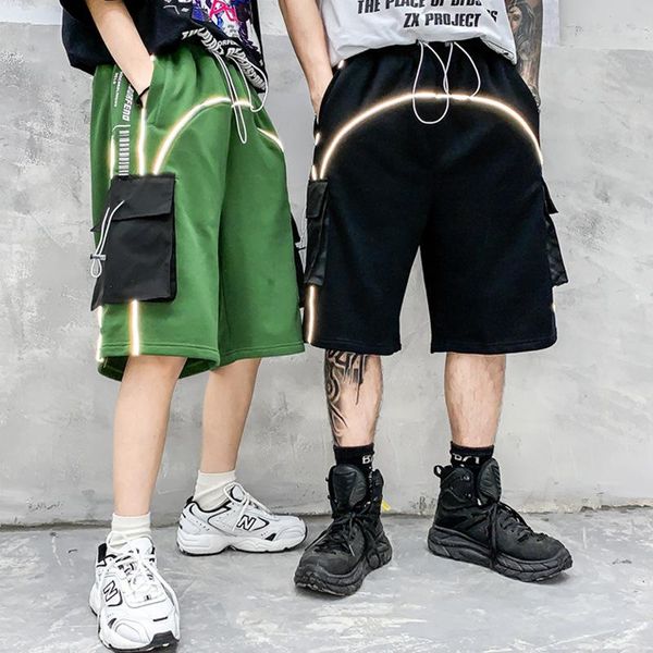 male sports casual loose shorts jogger sweatpants men summer reflective strip streetwear hip hop cargo men's, White;black
male sports casual loose shorts jogger sweatpants men summer reflective strip streetwear hip hop cargo men's, White;black