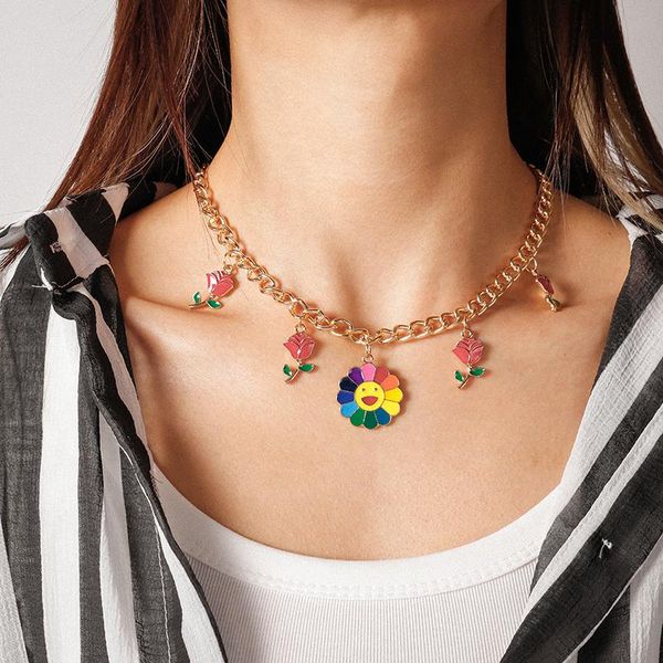 chokers enamel rose tessals colorful sunflower pendants necklaces for women gold silver color chain choker necklace trendy jewelry, Golden;silver
chokers enamel rose tessals colorful sunflower pendants necklaces for women gold silver color chain choker necklace trendy jewelry, Golden;silver