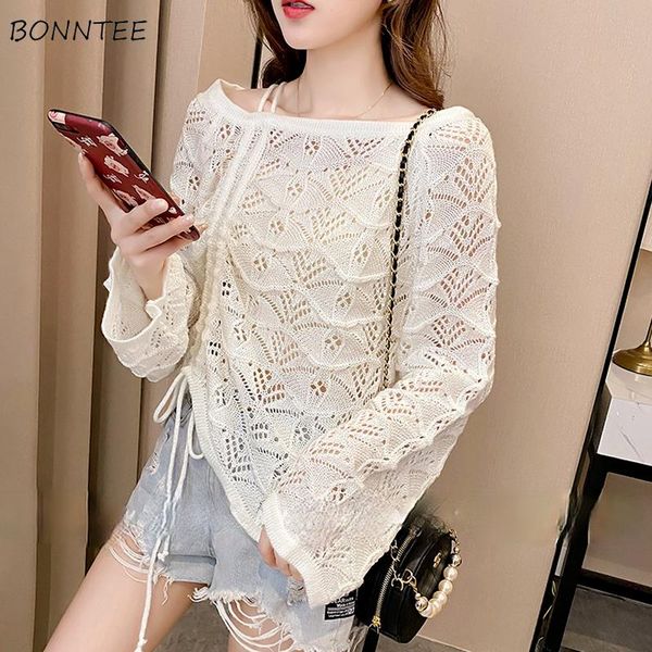 women's t-shirt t-shirts women long sleeve knitting o-neck loose comfortable hollow out elegant maiden sun-proof soft solid color all, White
women's t-shirt t-shirts women long sleeve knitting o-neck loose comfortable hollow out elegant maiden sun-proof soft solid color all, White