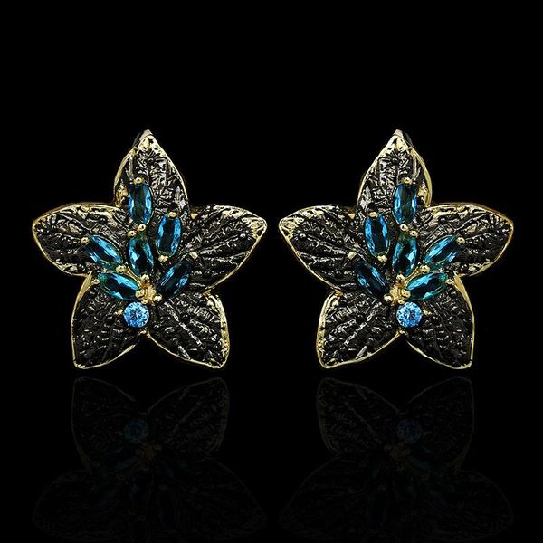 stud 925 silver women's black gold earrings five-pointed star shape blue zircon flower fashion party jewelry, Golden;silver
stud 925 silver women's black gold earrings five-pointed star shape blue zircon flower fashion party jewelry, Golden;silver