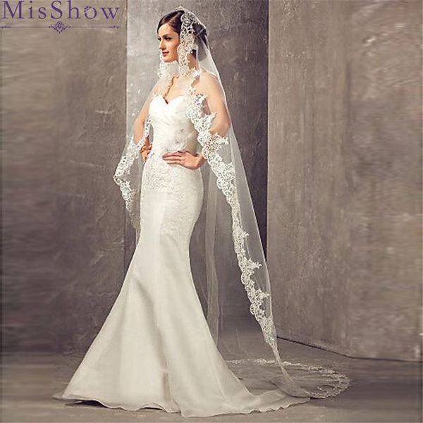 bridal veils 2021 white/ivory wedding veil with comb 2.7 m long lace edge mantilla cathedral accessories veu de noiva, Black
bridal veils 2021 white/ivory wedding veil with comb 2.7 m long lace edge mantilla cathedral accessories veu de noiva, Black