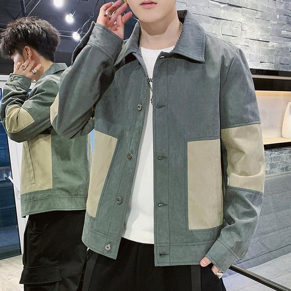 spring autumn shirts men's casual jacket fashion handsome cool simple stitching streetwear, White;black
spring autumn shirts men's casual jacket fashion handsome cool simple stitching streetwear, White;black