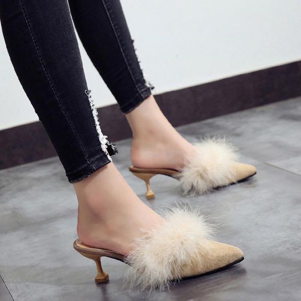 slippers sagace women plush ladies middle heels high heel female furry faux fur slides quality non-slip sexy, Black
slippers sagace women plush ladies middle heels high heel female furry faux fur slides quality non-slip sexy, Black