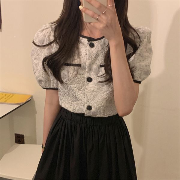 2020 new summer single-breasted blouses women korean style elegant vintage contrast color shirt crop, White
2020 new summer single-breasted blouses women korean style elegant vintage contrast color shirt crop, White