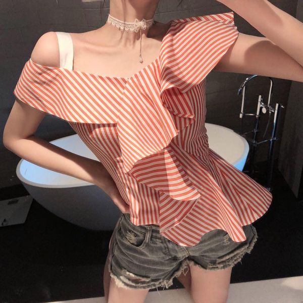 women's blouses & shirts summer blouse women personality fashion asymmetrical striped shirt korean chic off shoulder blusas mujer de mo, White
women's blouses & shirts summer blouse women personality fashion asymmetrical striped shirt korean chic off shoulder blusas mujer de mo, White